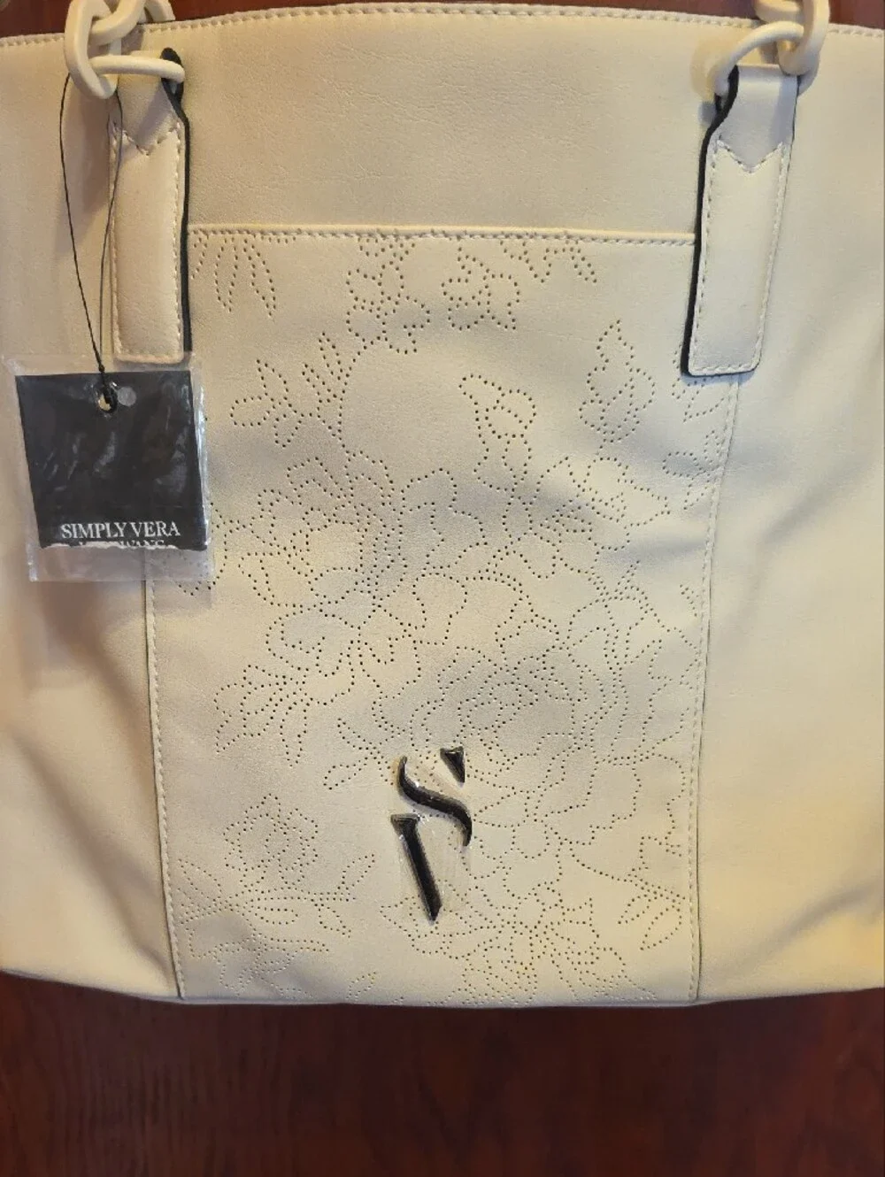 Simply Vera Vera Wang Cream Floral Perforated Shoulder Bag